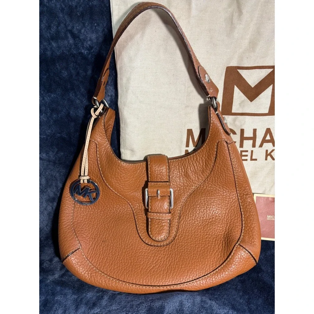 Michael‎ Kors Wheatly Hobo Bag Luggage Pebbled Leather Brown 30S51WTH1L